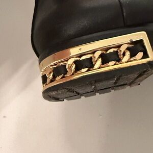 Karl Lagerfeld Black Ankle Boots with Gold Accent